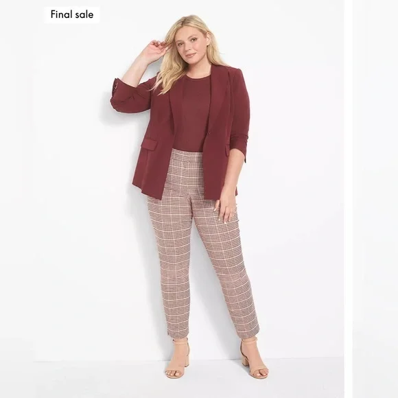 Lane Bryant Signature Fit 4-Season Ankle Pants Berry Plaid Stretch Plus Size 22 - Picture 1 of 14